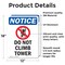 Signmission Do Not Climb Tower Sign With Symbol, 12 in W x Rectangle, Vinyl Decal OS-2PACK-NS-D-1218-V-11124 - alternate 2